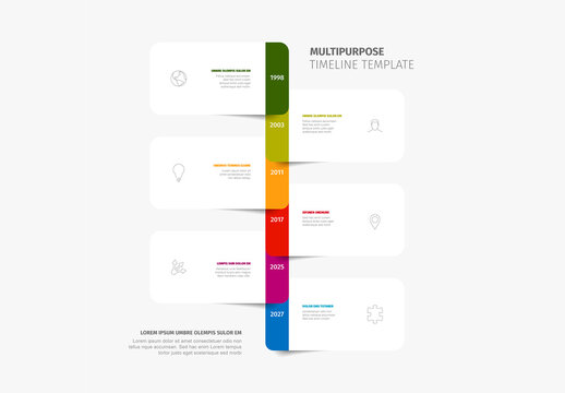 Multipurpose Vertical Timeline Infographic Template with Colorful Milestones