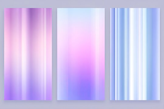 Three vertical, colorful abstract backgrounds with vertical light reflections