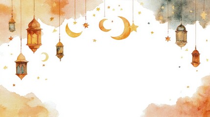High Fidelity Ramadan Lanterns Illustration Template for Customization