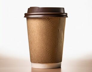 a cardboard coffee cup with a vertically grained kraft paper texture