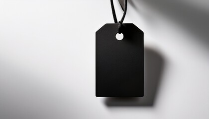 plain black paper hang tag on a neutral white background plain card plain card packaging paper tag