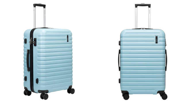 Light Blue Hardside Luggage Set With Wheels graphic