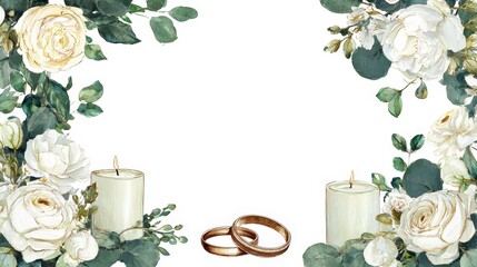 Blank Space Wedding Design Template Rings Roses Peonies Editable
