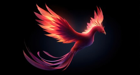 Obraz premium Magical phoenix soaring with vibrant glowing wings