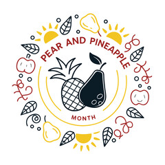 PEAR AND PINEAPPLE MONTH vector illustration