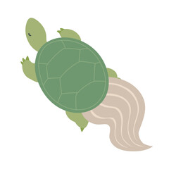 和風のしっぽがついてる亀のイラスト