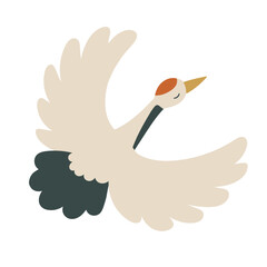 和風の鶴の飛んでるイラスト