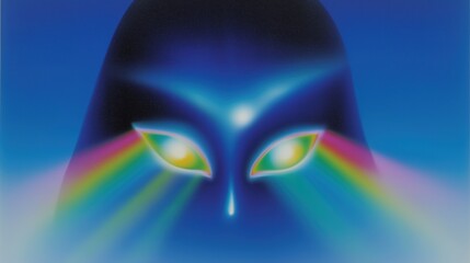 Celestial Gaze: A mesmerizing depiction of a divine figure, radiating a celestial aura, with eyes emanating vibrant light, invoking a sense of wonder and spiritual enlightenment.