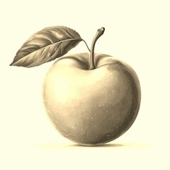 Fresh apple with a leaf resting on a background, ready for autumn harvest celebrations