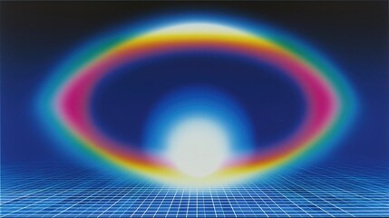 Illusion of Sight: A mesmerizing, eye-like optical illusion, crafted with vibrant neon gradients of color. 