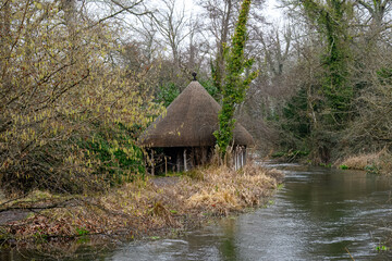 Thatched Fishing Hut on the River Test Hampshire England