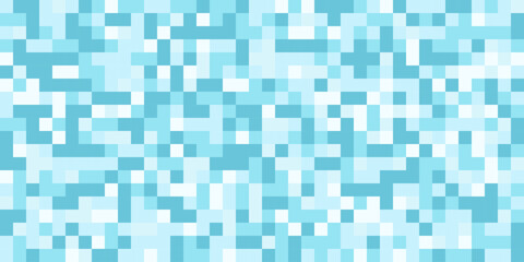Light blue pixel art wallpaper design. Digital mosaic texture vector. Retro computer pixel seamless pattern. Geometric minimal blue design. Abstract square pixelated sky, water, ice