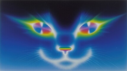 Mystical Cat: An otherworldly cat image. rendered in vibrant neon colors. A stunning visual depiction.