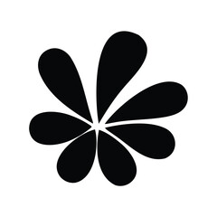 Abstract Black Flower Petals Arrangement Isolated on White Background Design Element