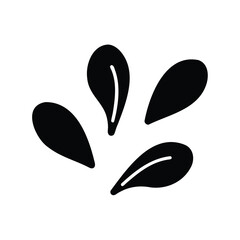 Minimalist Black Silhouette of Droplets, Leaves or Petals on White Background