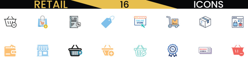 Set of retail shopping icons for e-commerce and marketing campaigns vector