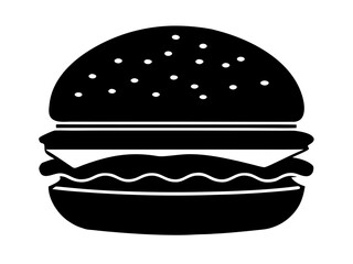 hamburger simple black silhouette vector
