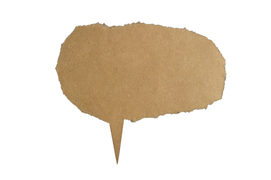 Brown paper speech bubble, isolated vintage texture element
