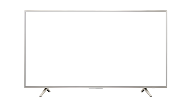 Modern Flat Screen Television with White Screen display