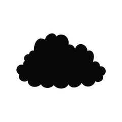 Stylized dark cloud silhouette on white background, abstract and simple design