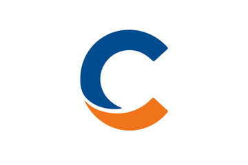 Abstract Blue and Orange CShaped Design with Modern Clean Aesthetics