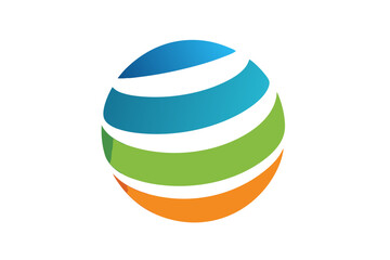 Abstract Graphic with Green Orange and Blue Curved Elements