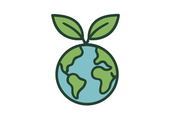 Earth with Growing Leaves Symbolizing Environmental Protection and Growth