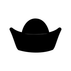 Monochrome image depicting a traditional Chinese gold ingot shape in silhouette