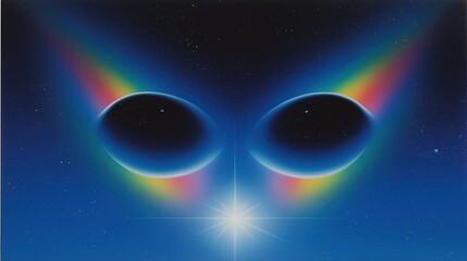 Celestial Spectacle: Two orbiting orbs and the emanating colors, a cosmic masterpiece in a digital artwork, evoking a sense of wonder and mystery.