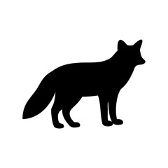 Black Silhouette of a Majestic Fox Standing Proudly on a White Background