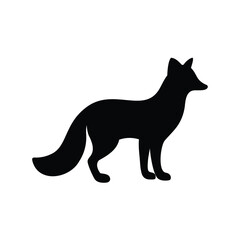 Silhouette of a Standing Fox Against a White Background for Design