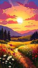 Colorful sunset landscape