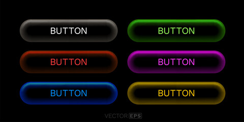 Light button, frame label, event web bar, buttons with color. Vector illustration