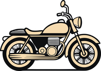 Fototapeta premium Beige and Black Retro Motorcycle Illustration – Vintage Motorbike Vector
