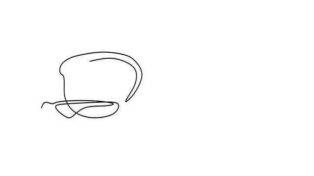 Animated self drawing of continuous line draw glasses. Full length one line animation. 4K