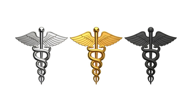 Caduceus Symbols in Silver Gold and Black graphic (259