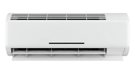 White Air Conditioner Unit Isolated on Black Background Keywords: air conditioner, AC unit