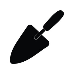 Black and white illustration of a garden trowel or transplanting tool