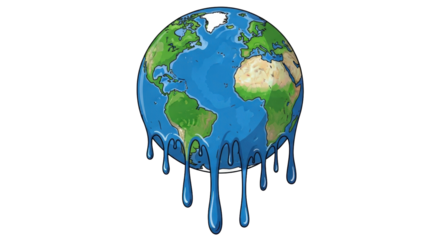 Isolated globe melting, a metaphor of global warming and ecological damage concept