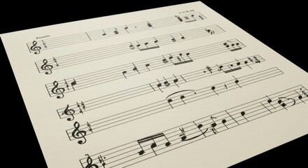 Obraz premium Close up shot of a sheet music manuscript, emphasizing musical notation and composition concept
