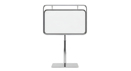 Chrome framed blank sign on adjustable stand white