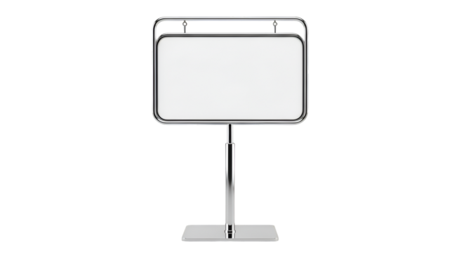 Chrome framed blank sign on adjustable stand white