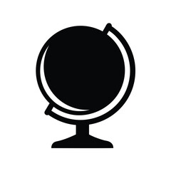Simple and Clean Black and White Globe Icon Representing World Geography