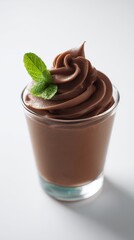 Chocolate Mousse Dessert in Glass with Mint