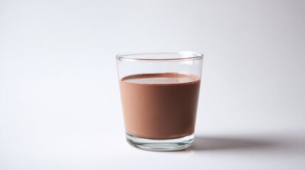 Glass of Chocolate Milk on White Background. Mousse 