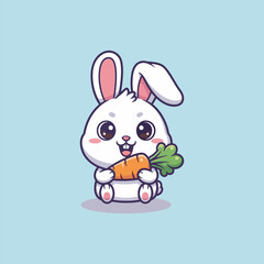 BUNNY EATING THE CARROT VECTOR DESIGN