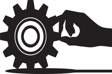 Hand Holding Gear Symbolizing Engineering and Industrial Process Concept