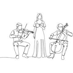 Line art musicians performing classical music concert