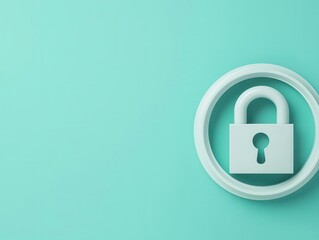 Secure data vault in clean abstract environment, digital lock metaphor