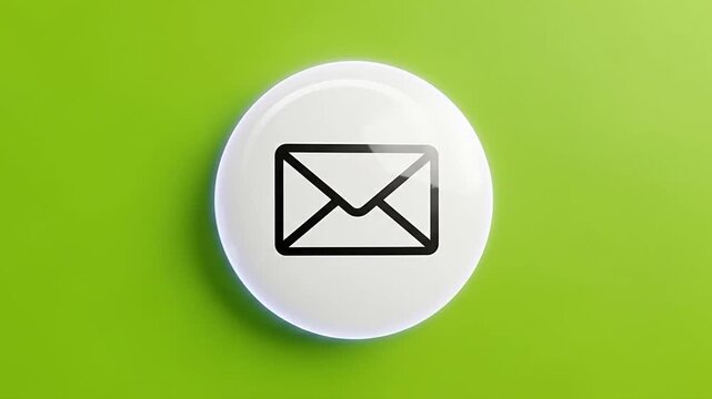 White circular button with email icon on green background